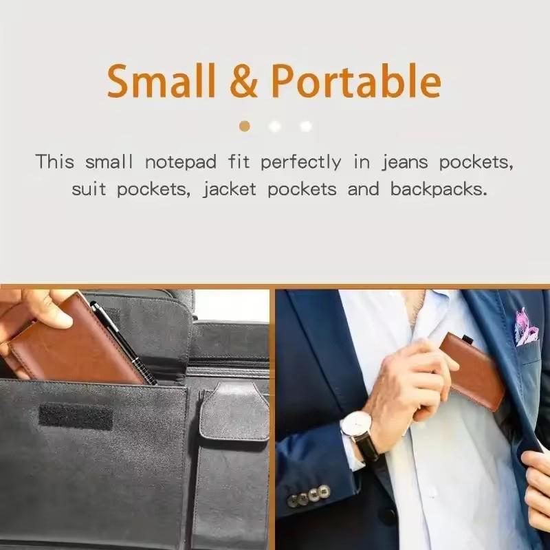 Malá kapesní sada držáku na poznámkový blok s perem, mini přenosné kožené zápisníky, psací podložky, kancelářské a školní potřeby