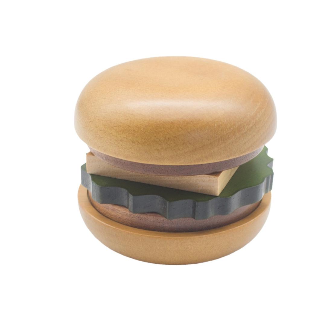 6PCS Hamburg Shape Teacup Tray 6 In 1 Solid Wood Coaster Table Cupcake Snack Dessert Pads Anti-slip Burger Insulation Cup Mat