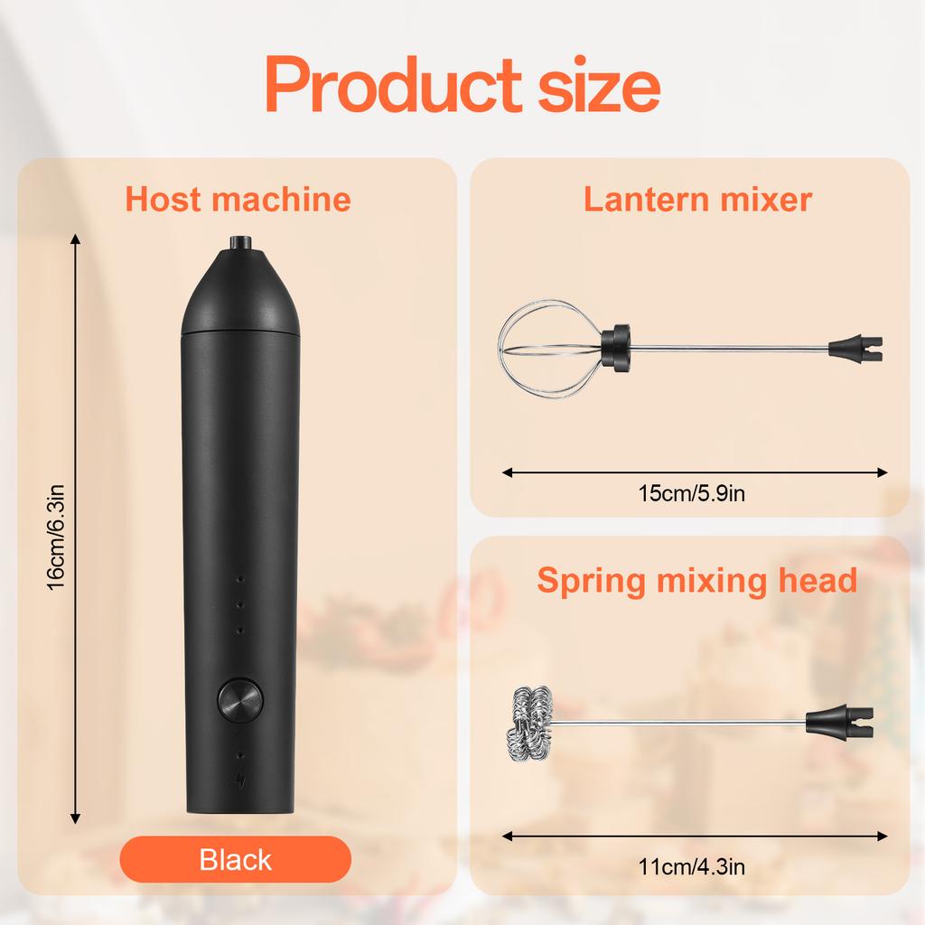 Electric Milk Frother Rechargeable Handheld Foam Maker 3 Levels Speed Adjustable Standable Whisk for Coffee Cream Egg