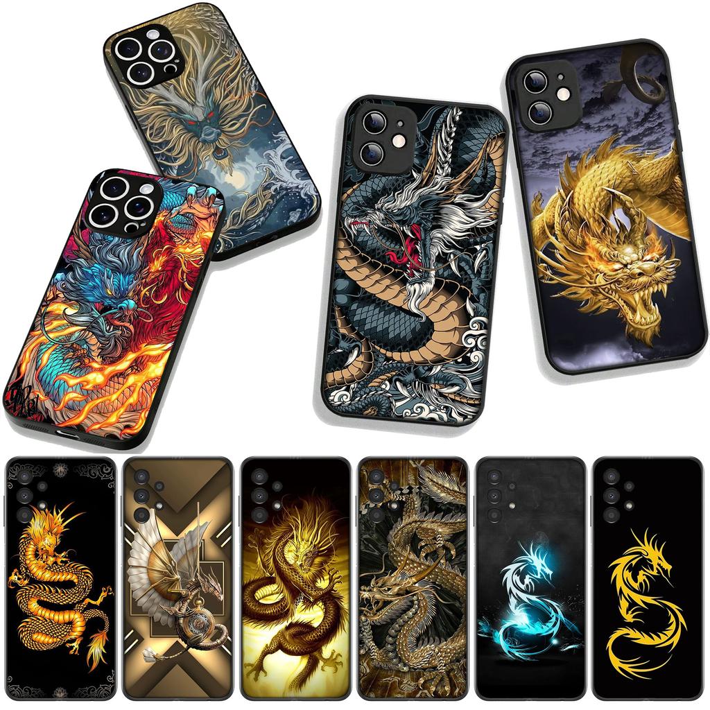 for Motorola Moto G54 G05 G24 G55 G75 G85 G15 G57 G86 Power Edge 50 30 Ultra Fusion neo Pro Case Golden Black Dragon Wallpaper