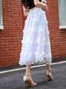 Charming Floral Applique Mesh Skirt - Elasticated Waist for Comfort - Casual Chic Style - Perfect for Womens Everyday Wardrobe