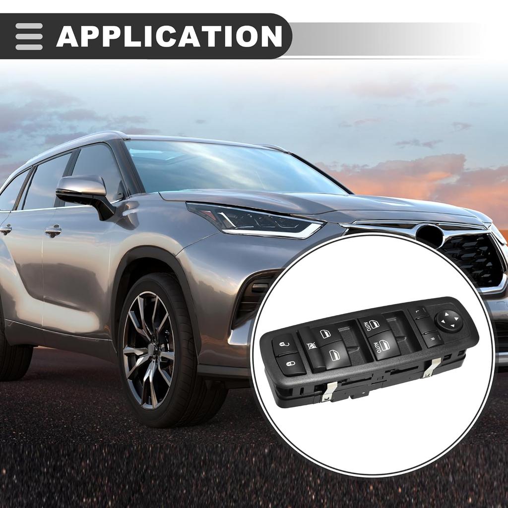 Motoforti Power Window Switch, Left Driver Side Master Power Window Switch, for Chrysler Pacifica 2017-2019, Plastic, No.68234092AC, Black