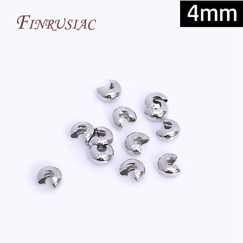 3mm/4mm Open Crimp Bead Covers 18K Real Gold Plated Round Covers For Crimp End Beads, DIY Jewelry Making Supplies Wholesale
