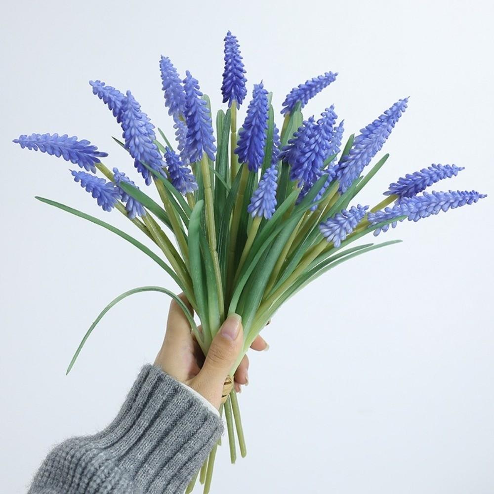 3D Grape Hyacinths Artificial Flowers with Leaves Lifelike Artificial Hyacinth Bouquet Fake Bouquet Wedding Decoration