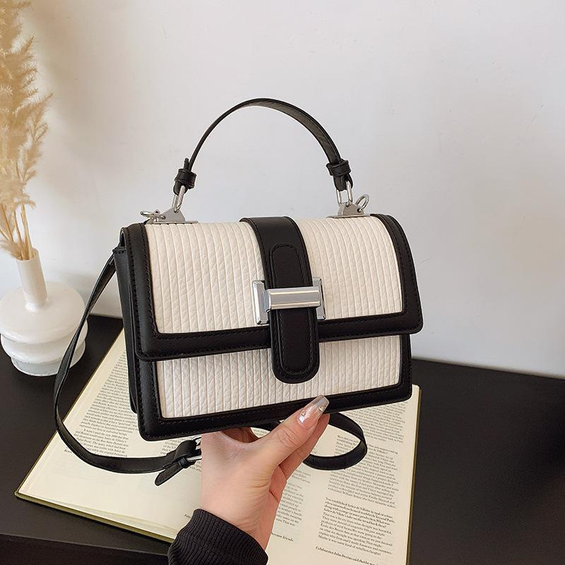 Einfache und modische gestreifte kleine quadratische Tasche Damen neue High-End vielseitige Handtasche Einzel-Schulter Umhängetasche