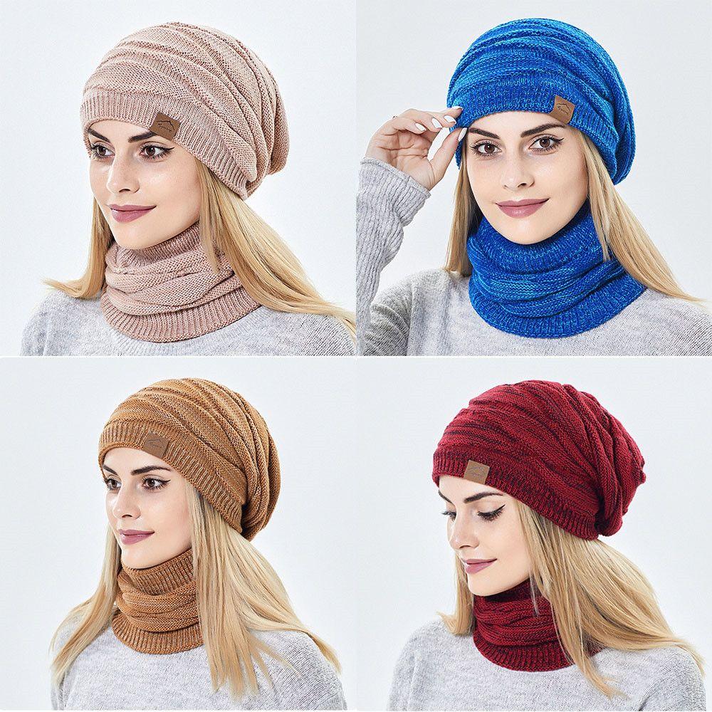 

Keep Warm Knitted Women Men Winter Hedging Caps Millinery Hats Scarf Set Beanies Caps