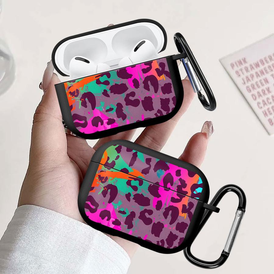 Purple Leopard Print Earphone Cases Cover Case For Airpods 2 1 Pro2 Pro3 3 4 Pro