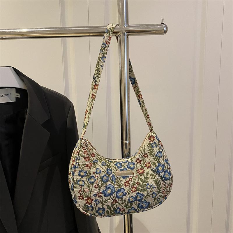 

New summer large-capacity tote bag painted flower casual literary shoulder women s bag синий