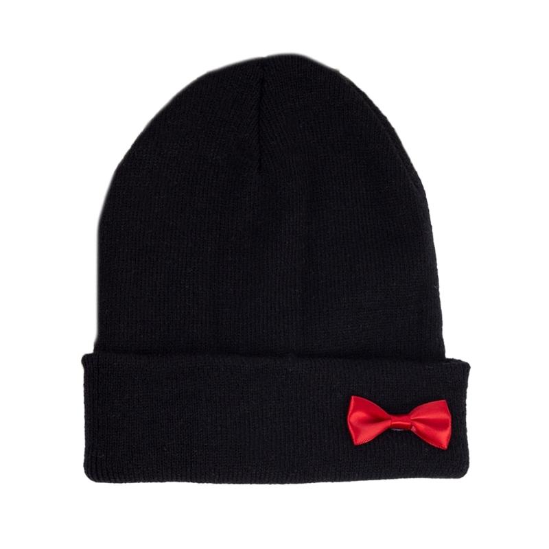 

Шапки-бини Зимняя вязаная шапка Мягкая теплая лыжная шапка Унисекс Осень Зима Шапки-скулли Теплые повседневные шапки Вязаная шапка с бантом чёрный