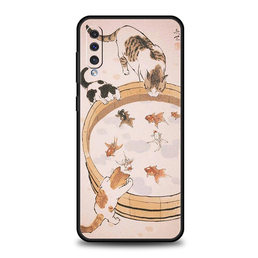 Cat Fishing Phone Case For Samsung A56 A36 A26 A54 A52 A24 A14 A50 A72 A70 A40 A20E A06 A12 A22 A34 A42 A32 A04s A16 5G Cover