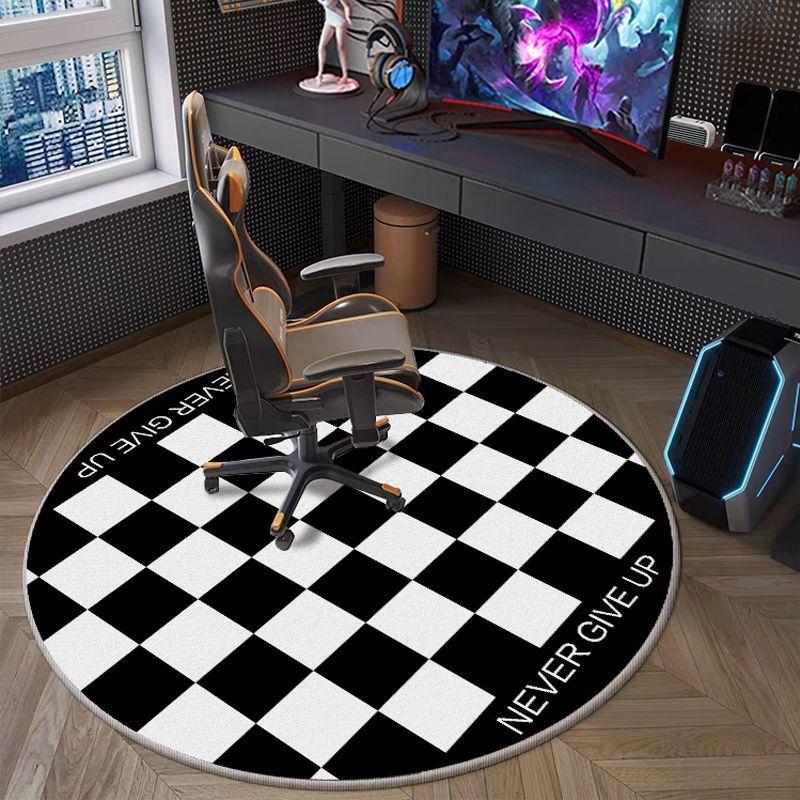 luspool Gaming Stoel Vloermat Antislip Vuilafstotend Studiekleden Rond Cool Game Handvat Patroon Slaapkamer Tapijt Huis 80X80CM (2.6X2.6FT hemelsblauwe kleur
