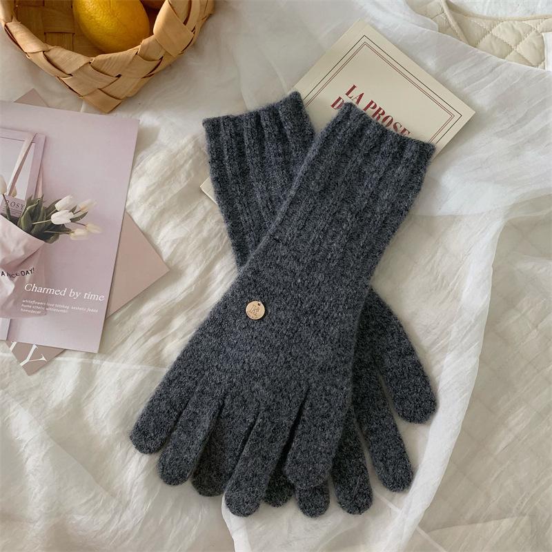 Neujahrsrote gestrickte Wollhandschuhe für Damen Winter Koreanischer Stil Fingerlos Touchscreen Studentenpaare zum Warmhalten
