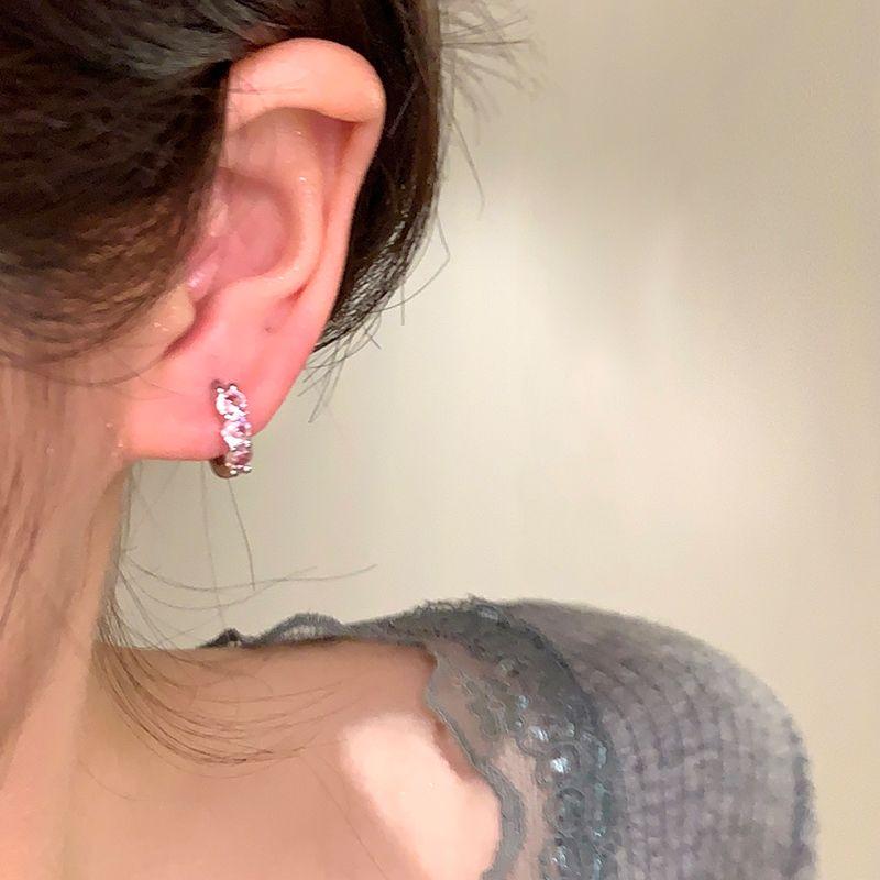 

Spring Flash Color Zircon Exquisite Ear Ring Light Luxury Minority Fancy Stud Earrings Women s Unique Beautiful Earrings Earrings Zirconium powder earring single