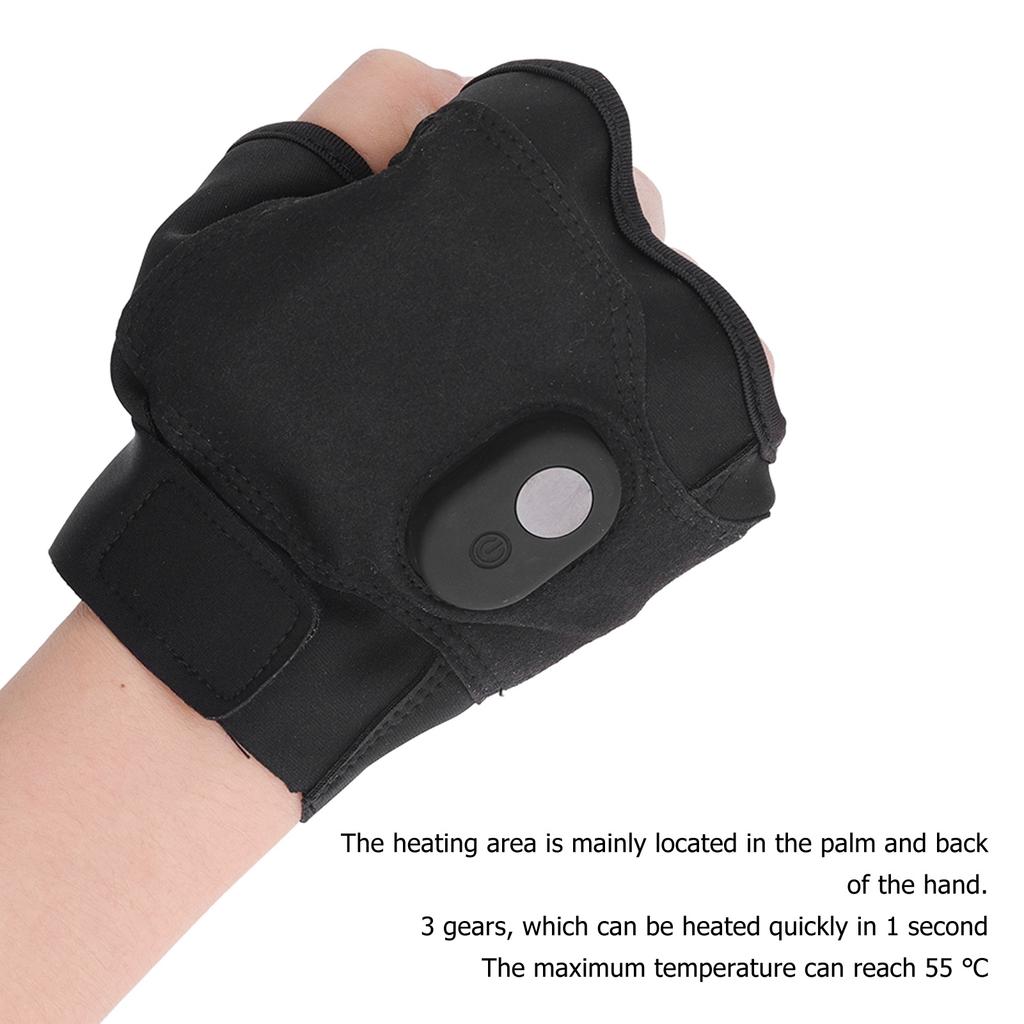 1 Pair Electric Half Hand Warmer Ultra Adjustable Elastic Wrist Strap Wide Use Electric Heated Gloves with Data Cable for Riding