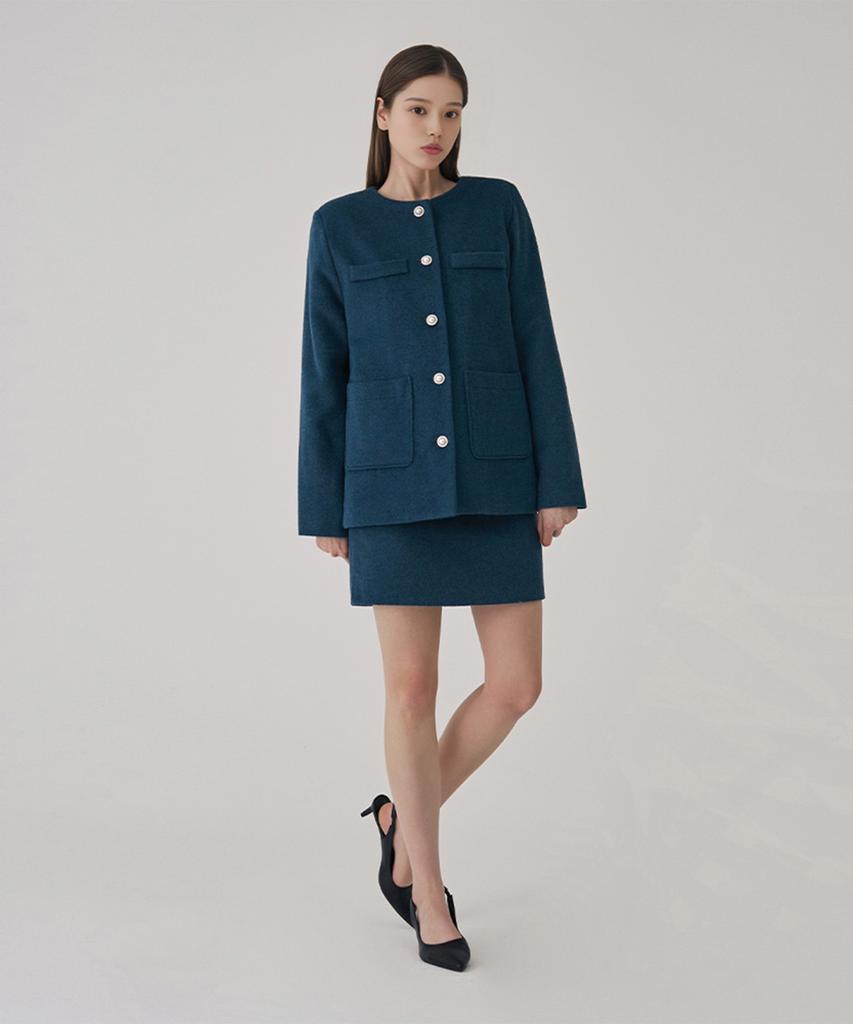 SOUP Wool Blended Jacket And Skirt Set (Sactxf1)