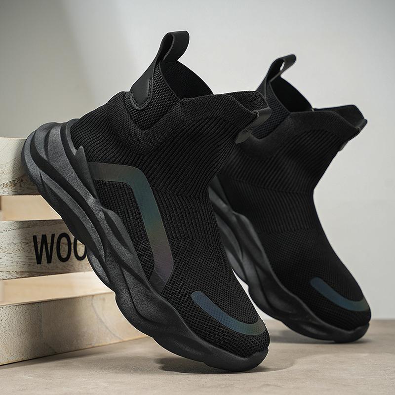 

Високі легкі шкарпетки Повсякденне взуття Весняний гарячий розпродаж Чоловічі кросівки Модні зручні нековзкі сітки Нове чоловіче взуття Тканина 39 чорний