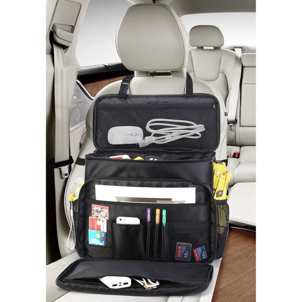 CURMIO Autoaufbewahrungstasche für Beifahrersitz mit Laptopschutz und Schlafgelegenheit, tragbar für und Recht Schwarz Funktion, Arbeit, Transport, Polizei,