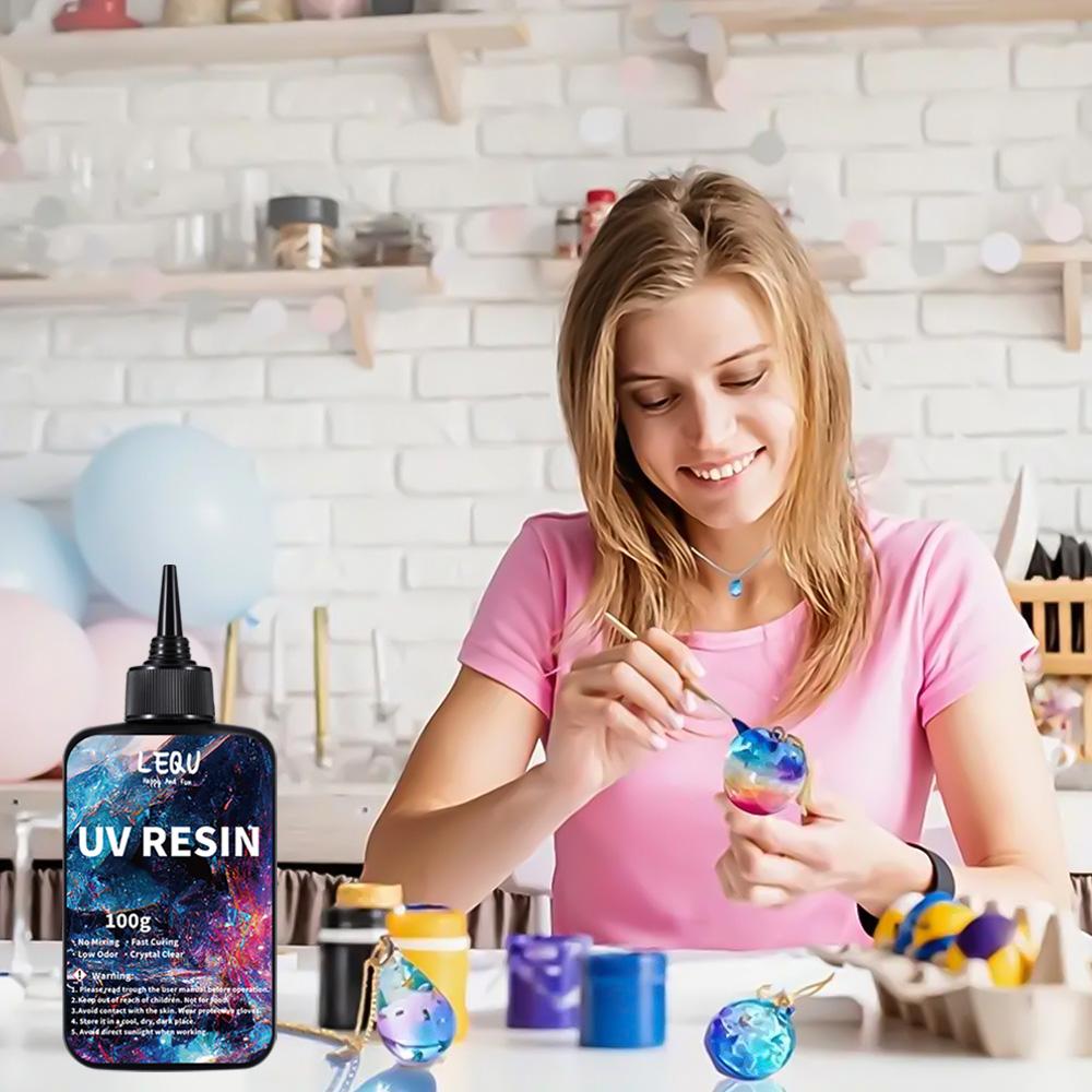 100g UV Resin Clear,Hard,Upgraded Crystal Clear Epoxy Resin Up Premixed UV Cure Resin for Craft Jewelry Making