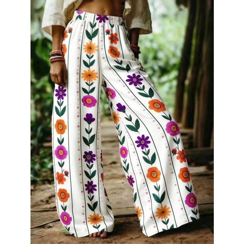 Hot Selling Fashion Summer Hawaii Bohemian Vacation Leisure Flower Style 3D Printed Outdoor Hip Hop Pants Large Size