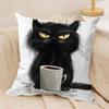Whimsical Cat Art Cushion Cover Silky Short Plush Invisible Zipper Dustproof Sofa Pillow Case For Home Decor