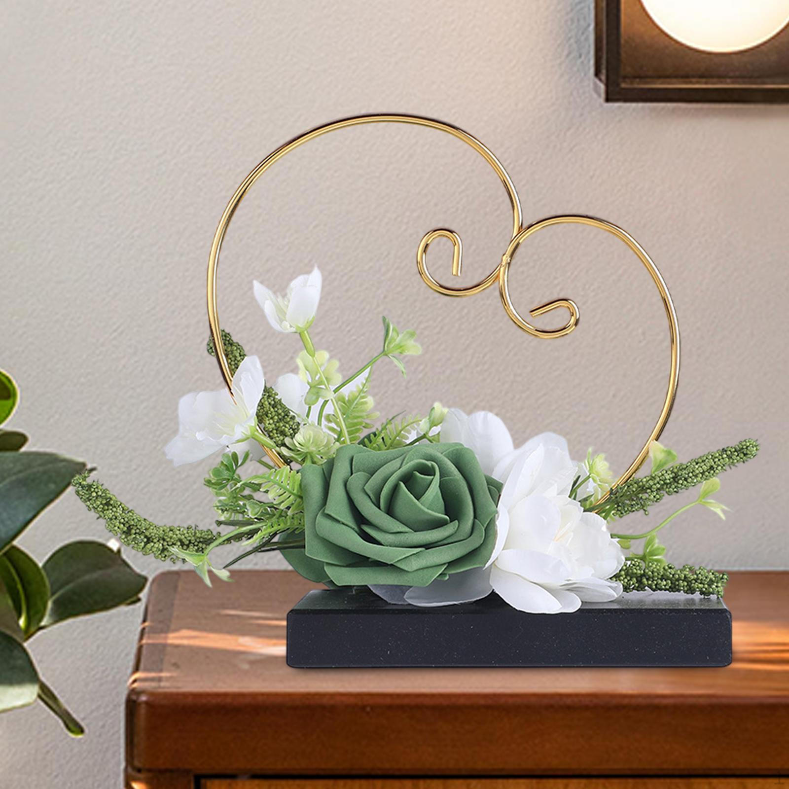 

Свадебная цветочная стойка для колец, корзина, декоративный фон в форме сердца зелёный