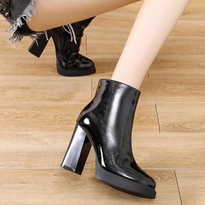 2026 New High Heels Women Snow Ankle Boots Platform Round Toe Sexy Shoes Chunky Chelsea Boots Trend Winter Goth Botas Mujer