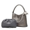 Premium champagne gold hand-woven bag large capacity portable tote bag casual lazy style underarm shoulder bag women