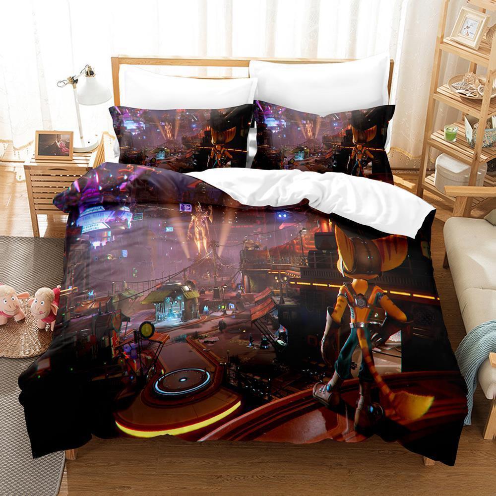 3D-Druck Spiel Ratchet & Clank Rift Apart Bettwäsche-Kollektion Einzelbett Twin Full Queen King Size Bett Kollektion Schlafzimmer für Erwachsene und Kinder Bettbezug-Kollektion