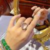 Nový produkt Vložený Velké holubí vejce Oválný Chalcedonový Prsten Otevírací Nastavitelný Lesk Průsvitný Kouzlo Jednoduché Dámské Šperky