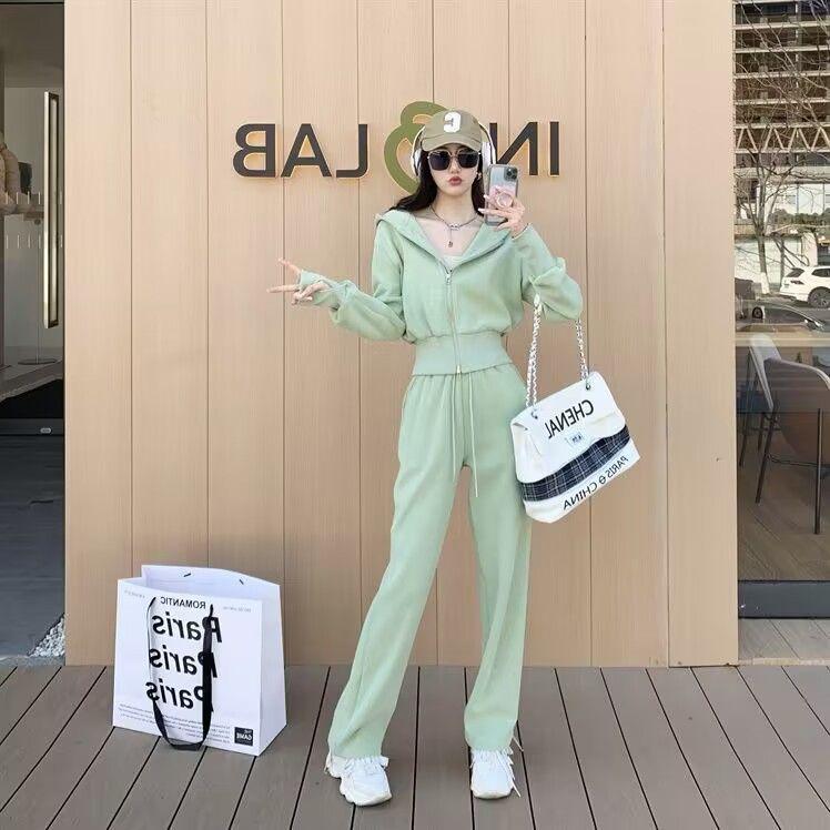 Spring and Autumn Sportswear Fashion Two-piece Women's Temperament Long-sleeved Hooded Sweatshirt Casual Pants Suit