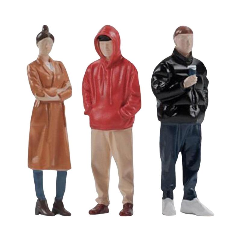Set of 3 Practical 1/32 Scale Painted Resin Miniature Figures Models for Realistic Lifelikes Figurines Creations