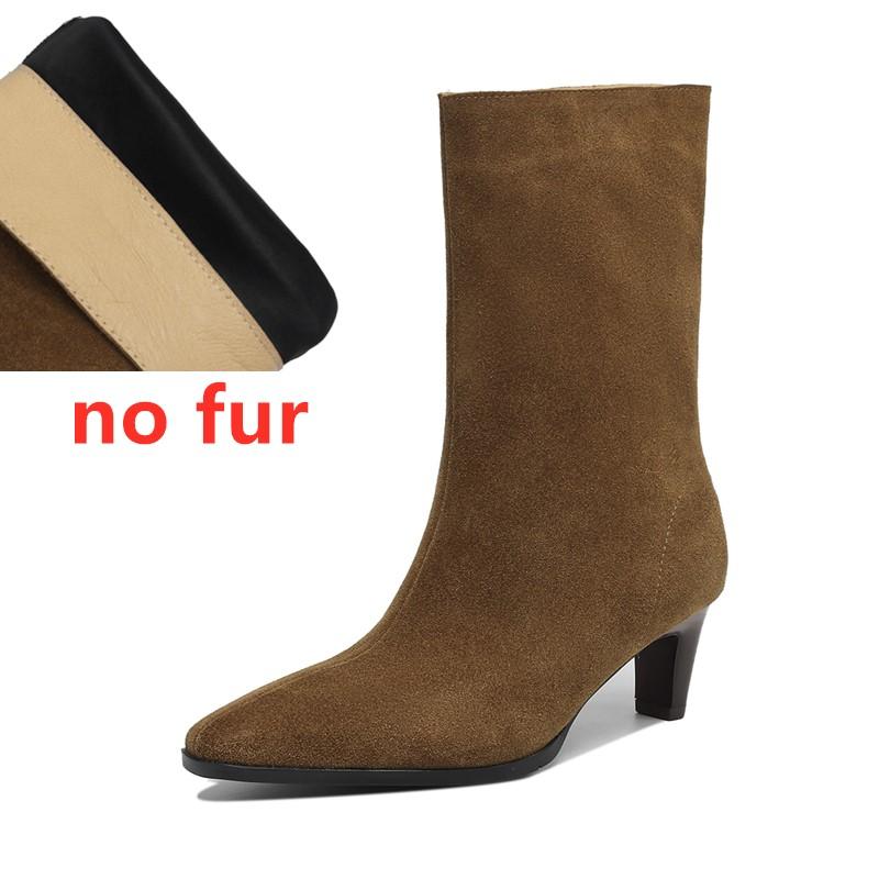 Fashion Women's High-Heel Boots Vintage Genuine Leather Women Ankle Boots and Booties Plus-Sized Pointed-Toe Motorcycle Boots female