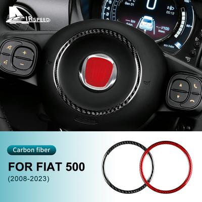 Autocollant Véritable Fibre de Carbone Rigide Pour Fiat 500 Abarth 595 695 2008-2021 2022 2023 Centre de Volant de Voiture Accessoires Intérieurs