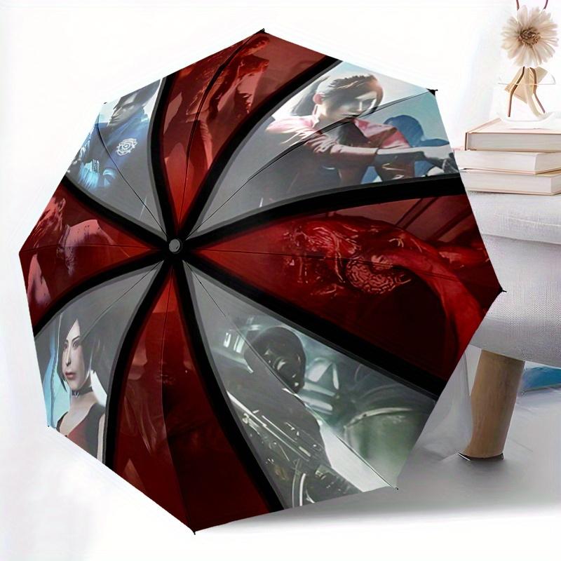 1pc Resident Evil Theme Automatic Folding Umbrella - 3 Folding Design, Vivid Cartoon Pattern, Suitable for Outdoor Activities, A Gift for Fans In