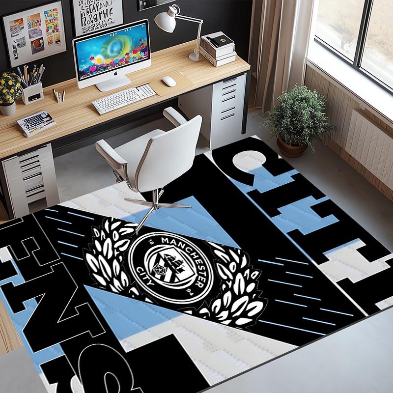 Manchester City FC Pattern Rug, Indoor/Outdoor Mat, for Picnic, Gameroom, Bedroom, Office, Living Room, Home Decor Carpet, Birthday Gift