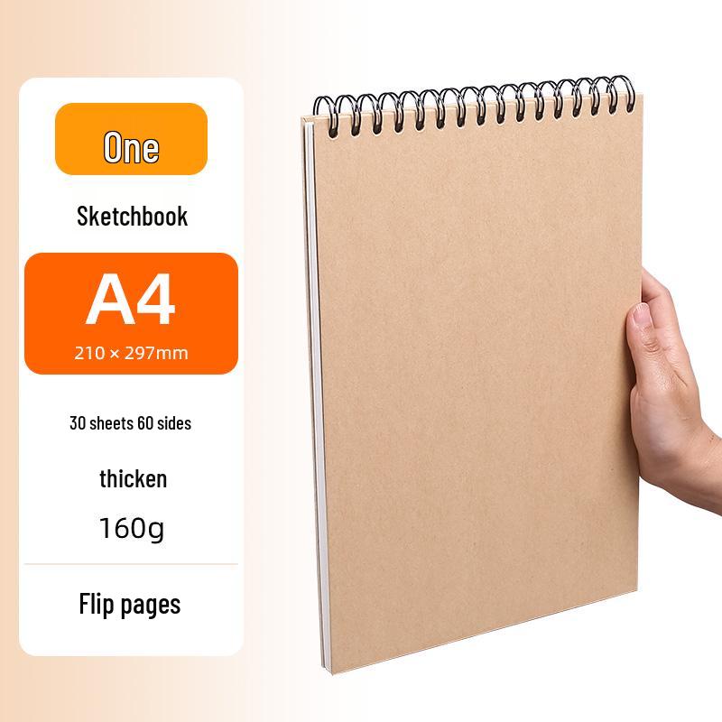 A4 Hardcover Spiralgebunden Verdicktes Skizzenbuch - Zeichenbuch für Kunststudenten mit losen Blättern 8K für die Grundschule.
