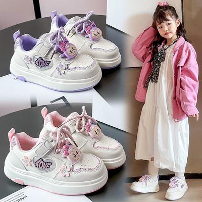 Girls Sports Shoes Fashion Cartoon Board Shoes 2025 Autumn New Girls Little White Shoes Children Breathable Casual Shoes Tide