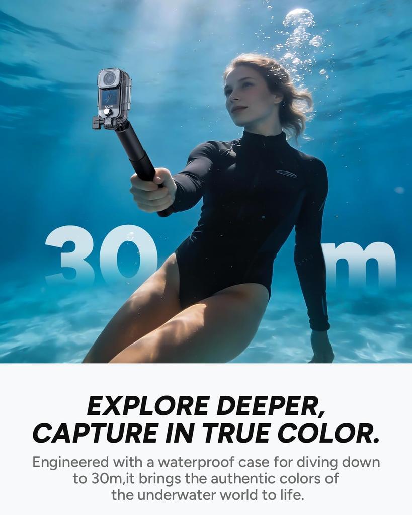 SJCAM C400 Pocket 4K Vlogging Camera Waterproof to 30M Battery Life Dual Touchscreen POV Camera 8x Zoom Wearable Body Cam 7-Hour