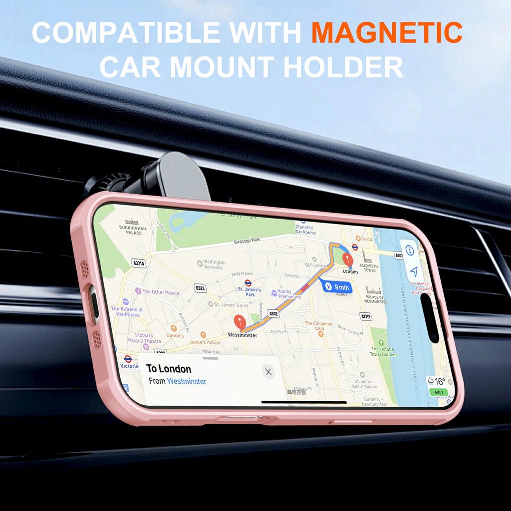 For iPhone Air Case Compatible with MagSafe Kickstand TPU PC Shockproof Phone Back Cover