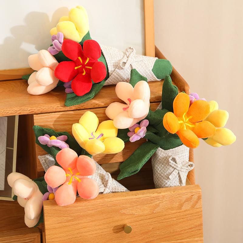 Handgebundener Blumenstrauß, gefülltes weiches Plüschspielzeug, kreative Blumenform, Pflanzenanhänger, Raumdekoration, farbenfrohe, gemütliche Geburtstagsgeschenke