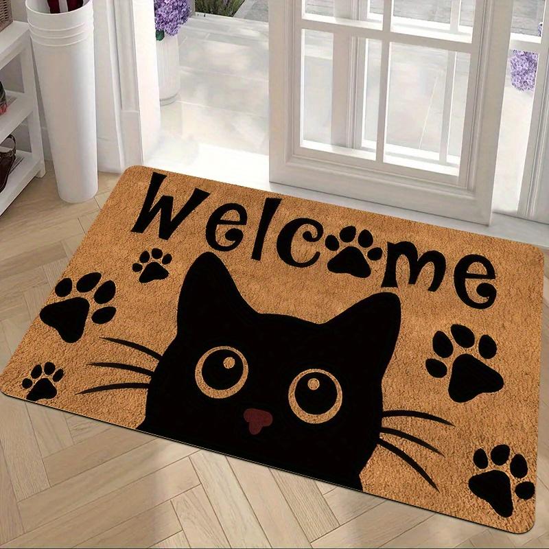 Welkom Kattenmat, Grappig Dierlijke Pootafdruk Tapijt, Antislip Kokosvezel Entree Mat, Schattige Huisdier Huisdecoratie voor Entree 50x80cm