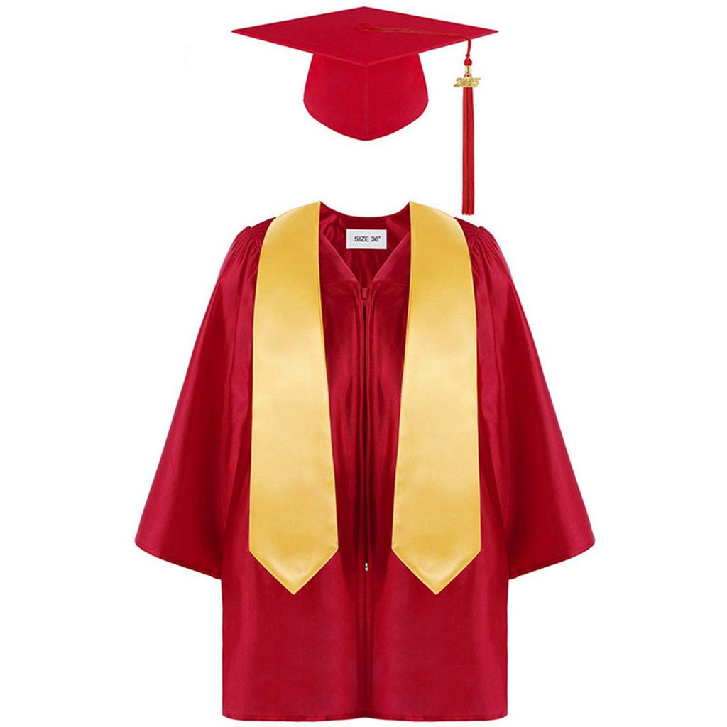 Kindergarten Graduation Cap With Tassel & Printed Gown. Perfect For Memorable Photos And Ceremonies