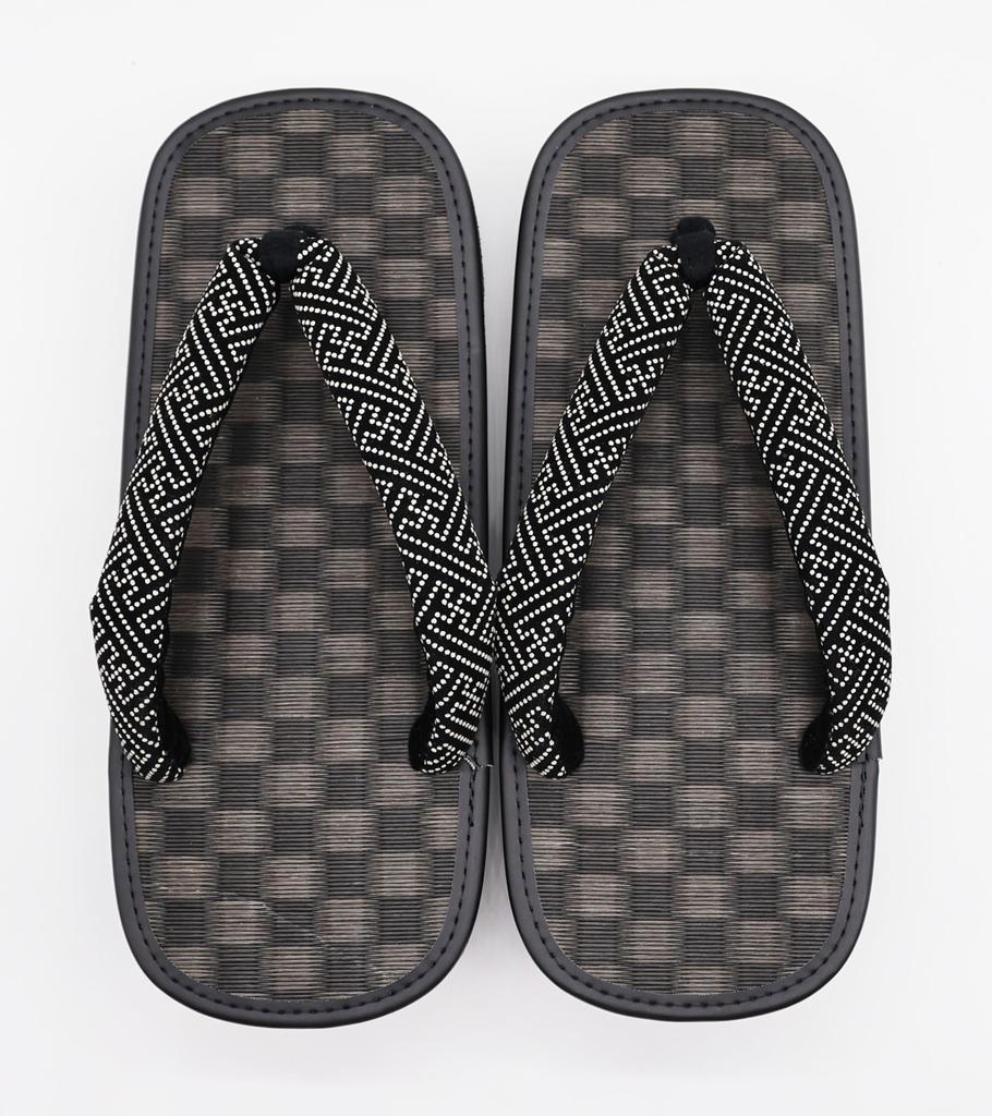 Shigi Geta Checkered Black Tatami Thick Saaya Made In 26cm Men's Sandals, Pattern, Pattern, Sole, Pattern, Japan, (8.6 Inches)