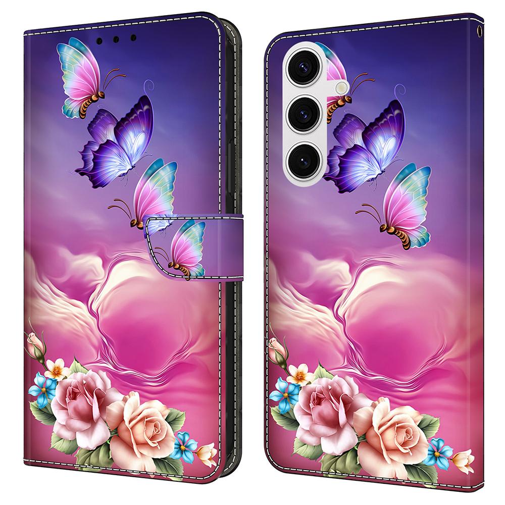 

For Samsung Galaxy S24 FE Case Pattern Printed Protective Cover TPU+PU Leather Flip Phone Case M