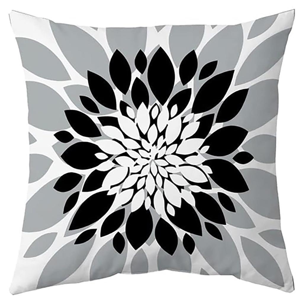 Black and White Floral Pattern Square Pillow Covers Set ,,sofa and Chair Cushion Covers, Home Bedroom Room Decoration