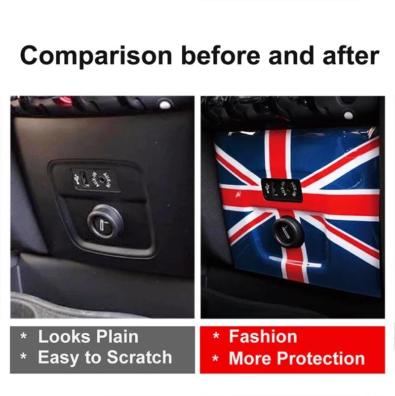 Union Jack Car Cigarette Lighter USB AUX Panel Trim Cover Sticker For Mini Cooper S JCW F60 Countryman Auto Interior Accessories pwaxk99