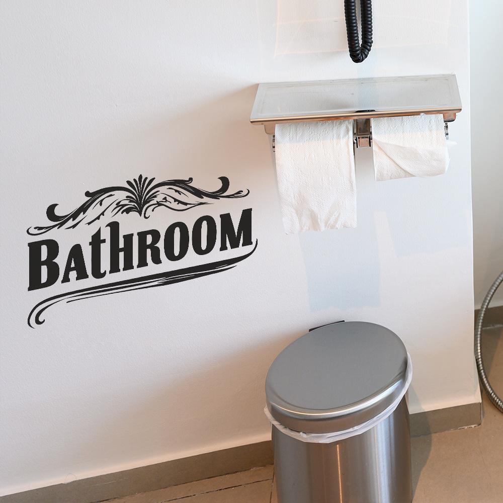 Bathroom Word Minimalist Wall Sticker for Bathroom Home Decor Self-Adhesive Removable Decal