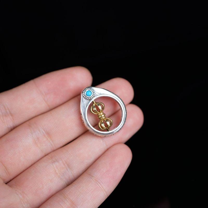 Ethnic Tibetan Buddhist Vajra Rotating Pendant Charm Religious Decoration Blessing Amulet Protection Amulet,Brass Hanging Pestle