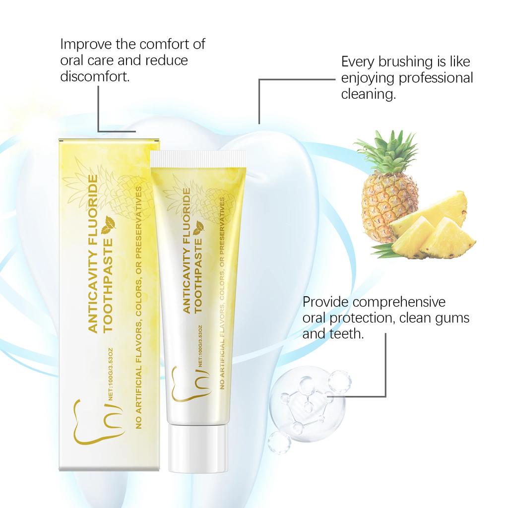 Pineapple Whitening Toothpaste Daily Care Gentle Cleaning Yellow Stains Remove Bad Breath Lasting Brightening Toothpaste