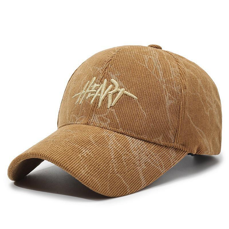 Corduroy Baseball Cap With Embroidered Letters Women Men Winter Adjustable Visor Hat